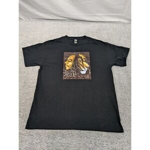 Bob Marley Shirt Mens Large Rasta Lion Black Reggae‎ Cotton Zion